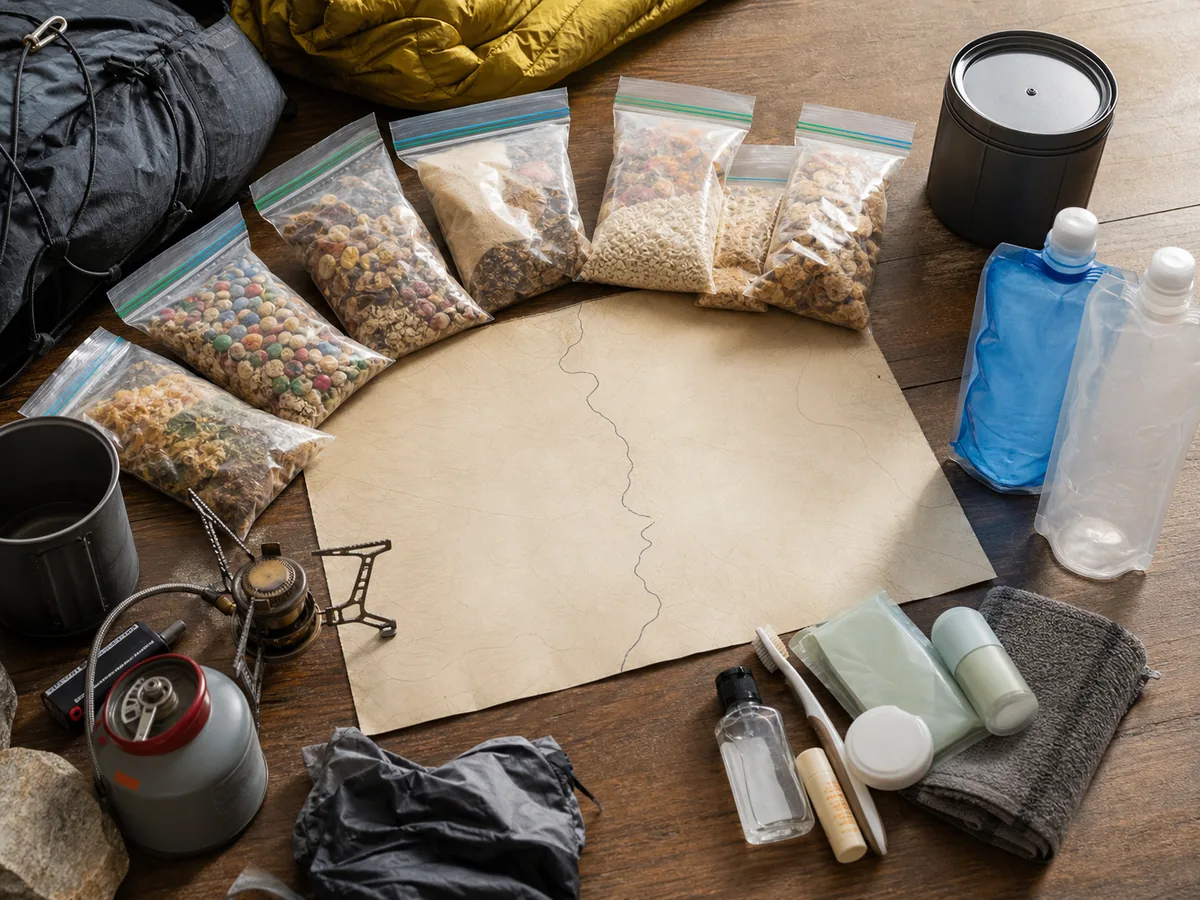Backpacking water food fuel and required scented-item storage divided by route segment and day - ultralight consumable planning | KnowOutdoor