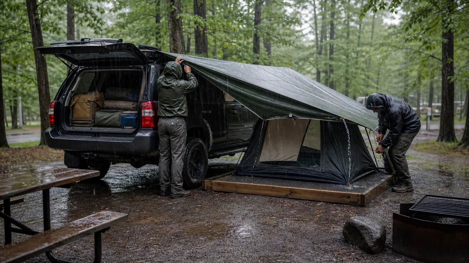 Camping in the Rain Starts With a Protected Dry Zone