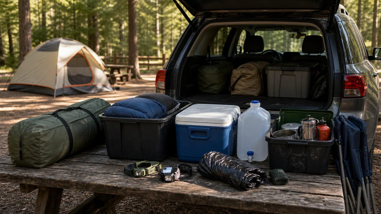 Car Camping Checklist for Loading the Car in Campsite Order