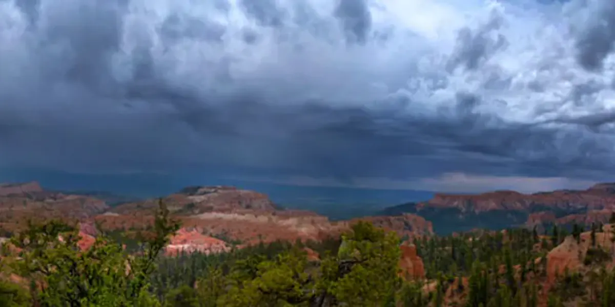 Dark storm clouds forming above Sunrise Point at Bryce Canyon National Park