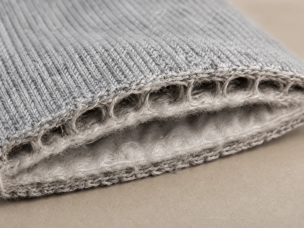 Cutaway view of generic thin knit glove fabric and light inner lining - touchscreen glove construction | KnowOutdoor