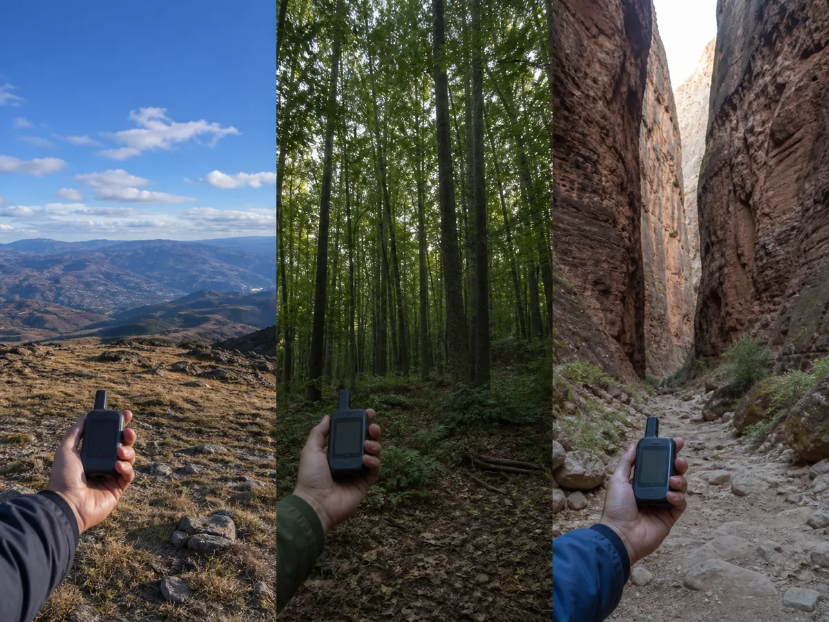 Open ridge, forest, and narrow canyon compared for generic satellite communicator sky view - signal conditions | KnowOutdoor