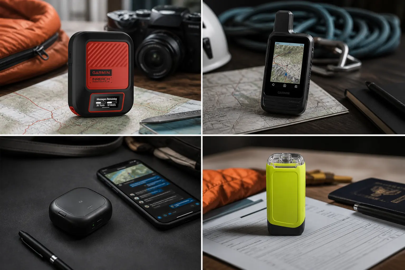 Media messenger navigation communicator app-first puck and emergency PLB arranged for different trip jobs | KnowOutdoor