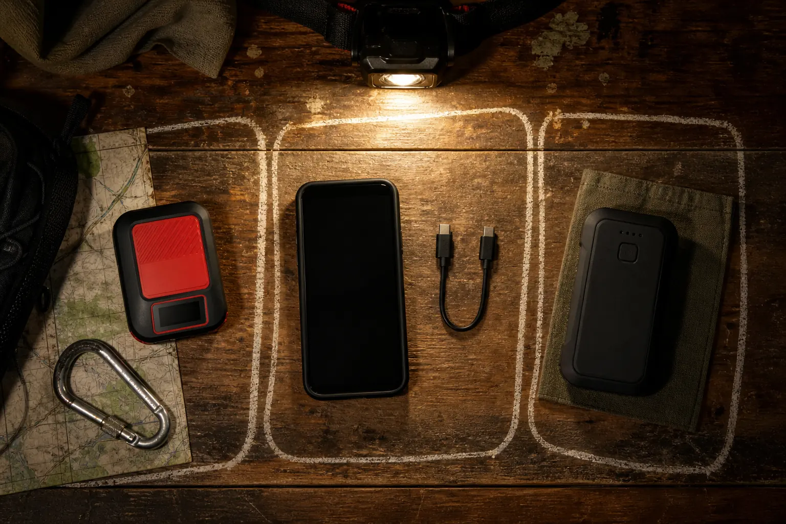Messenger Plus phone cable and battery bank divided into travel camp and emergency power reserves | KnowOutdoor