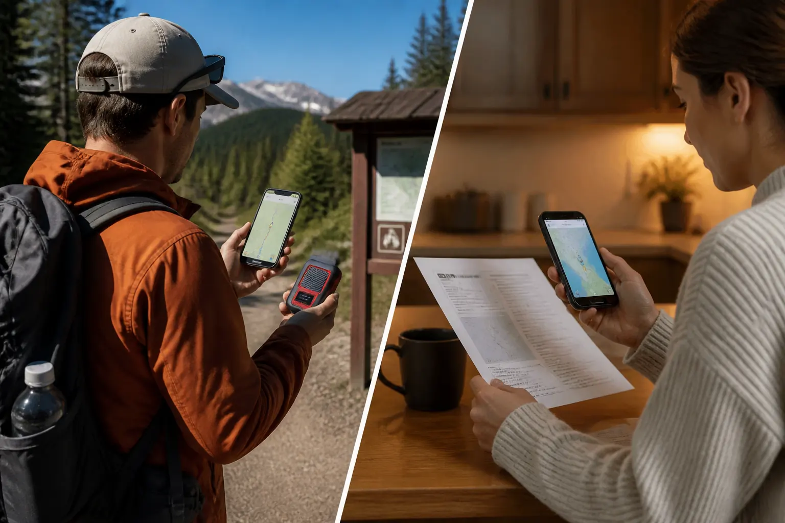 Trailhead sender and home contact confirm a round-trip Messenger Plus message tracking and itinerary | KnowOutdoor
