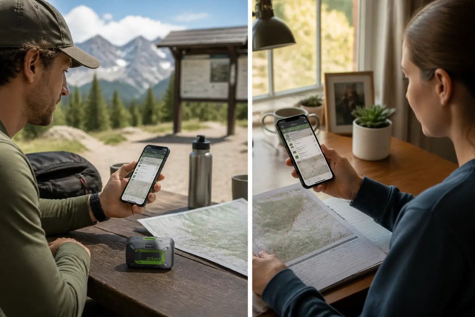 ZOLEO trailhead sender and home contact confirm messages check-in and shared route against an itinerary | KnowOutdoor